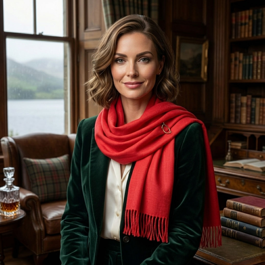 Red Scarf In Linen